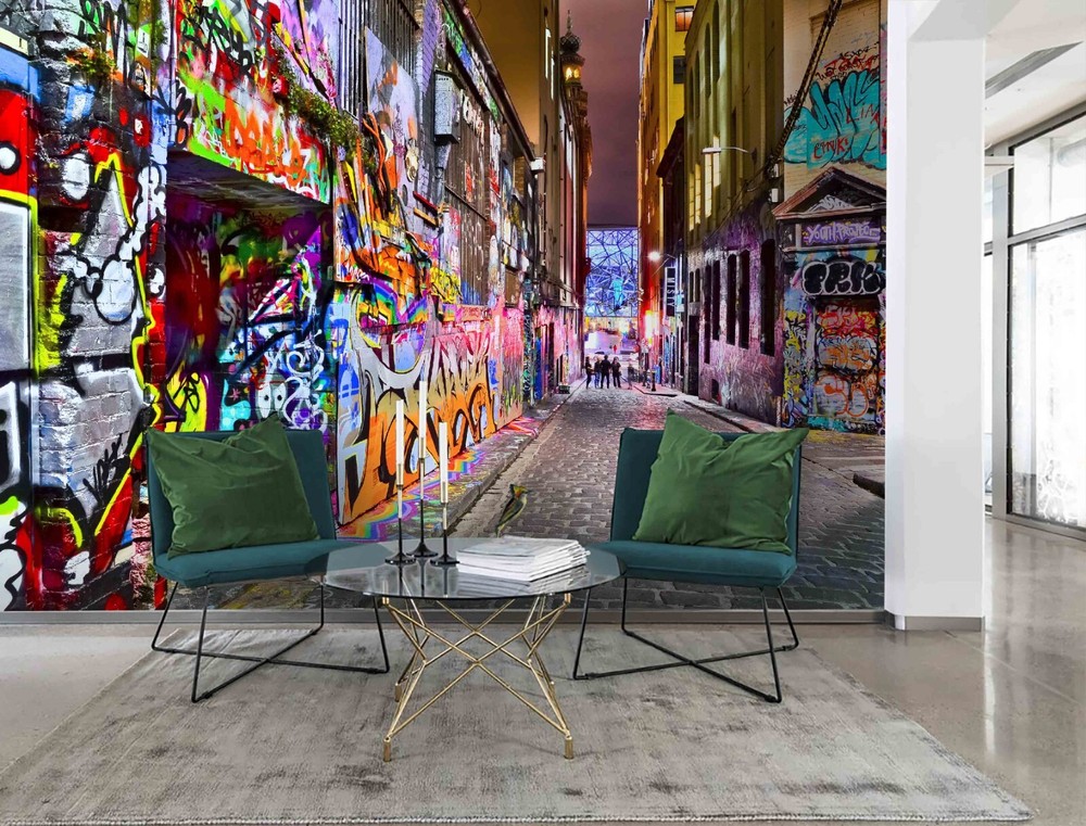 3D Graffiti Abstract Art Wall Self-adhesive Removeable Wallpaper Wall Mural1-image