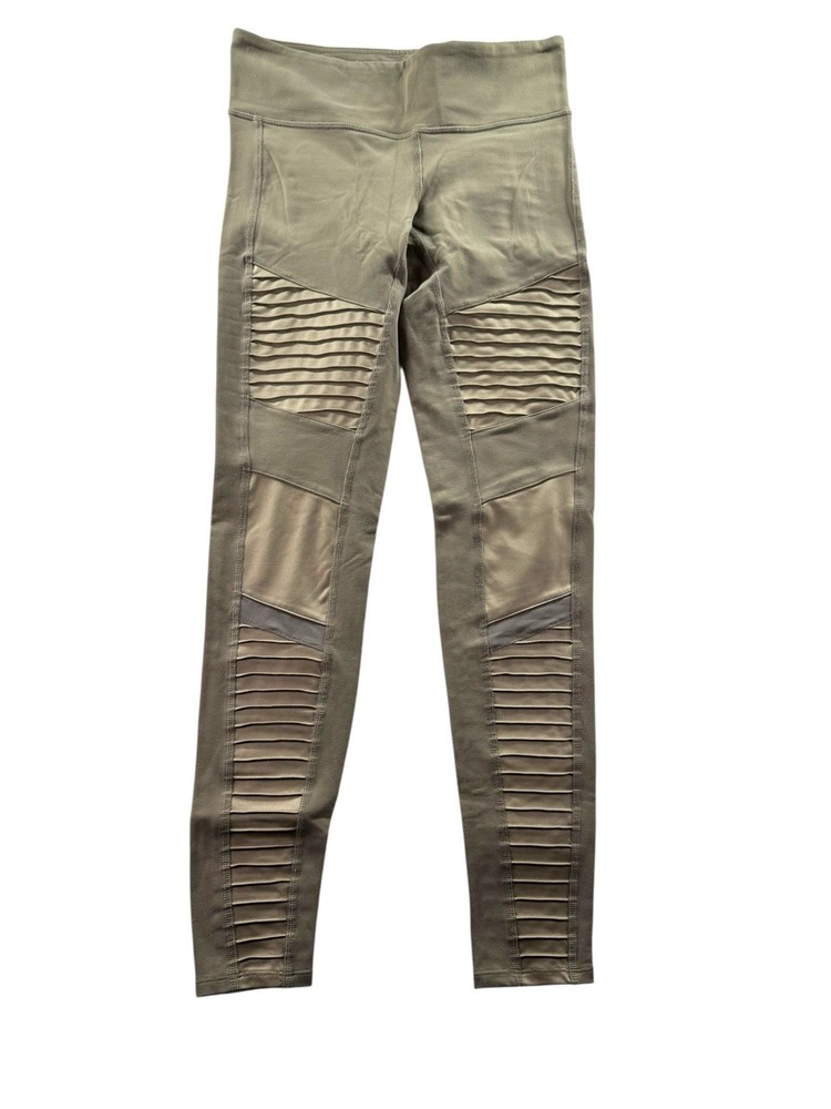 Alo Yoga High Waist Moto Leggings Size Small Tan Mid Rise 27