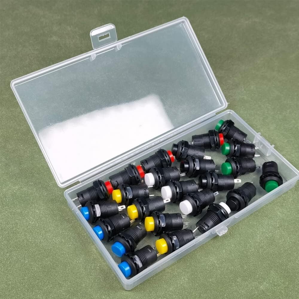 24 Pcs 12mm Momentary Push Button SPST On/Off AC 250V 1.5A Mini Round Switch New