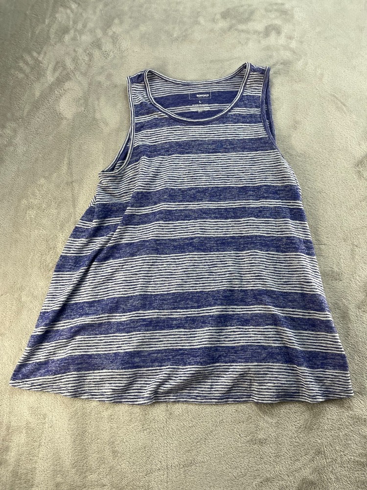 Sonoma Tank Top Womens Large Blue Round Neck Casual Basic