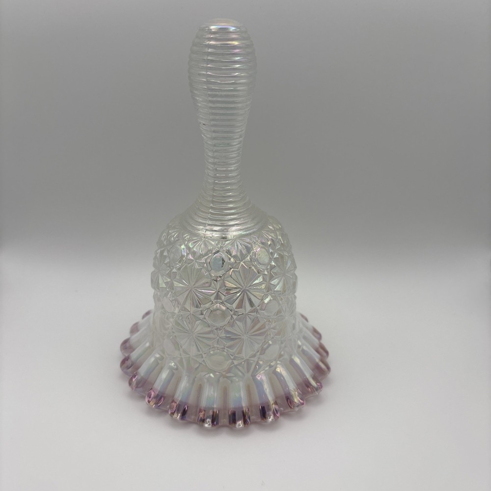 Fenton Daisy & Button Ruffled Edge Opalescent Pink Crest Glass Bell 6