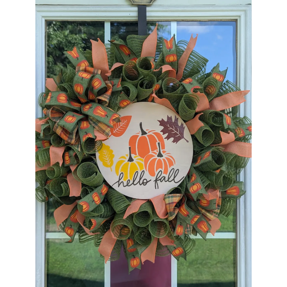 Handmade Farmhouse Fall Wreath for Front Door Autumn Decor