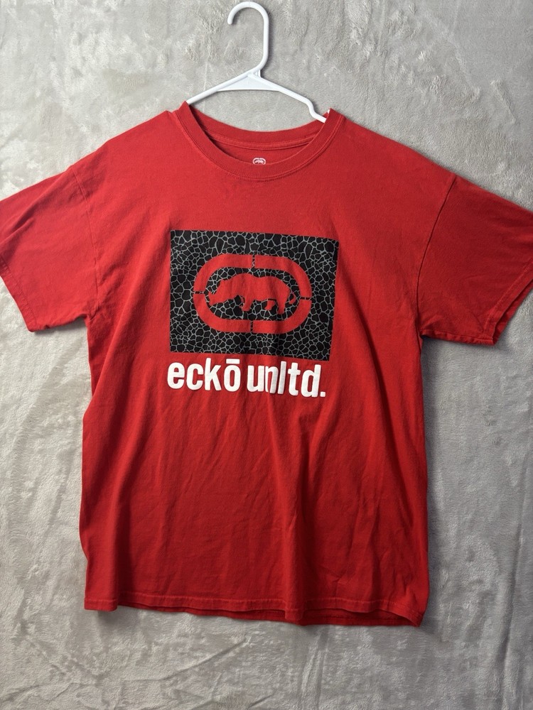 Ecko Unltd Rhino Logo Graphic T Shirt Men’s L Short Sleeve Red Street Wear Tee