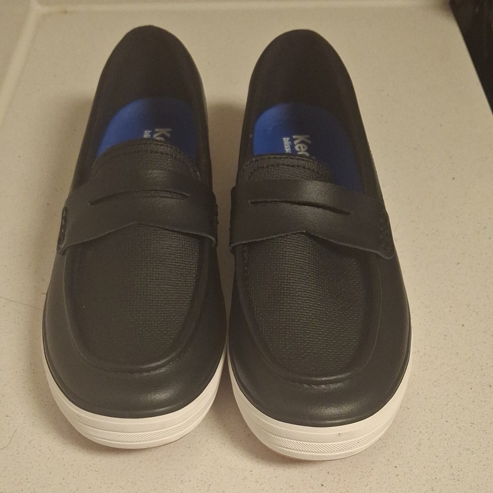 Keds Blissarch/Black White/Leather Upper/Rubber Outsole/Men's Loafer/10