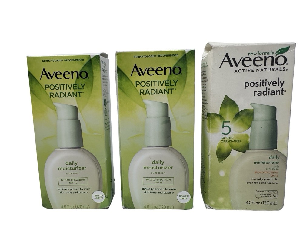 (3) Aveeno Positively Radiant Daily Moisturizer SPF 15 Original Formula READ