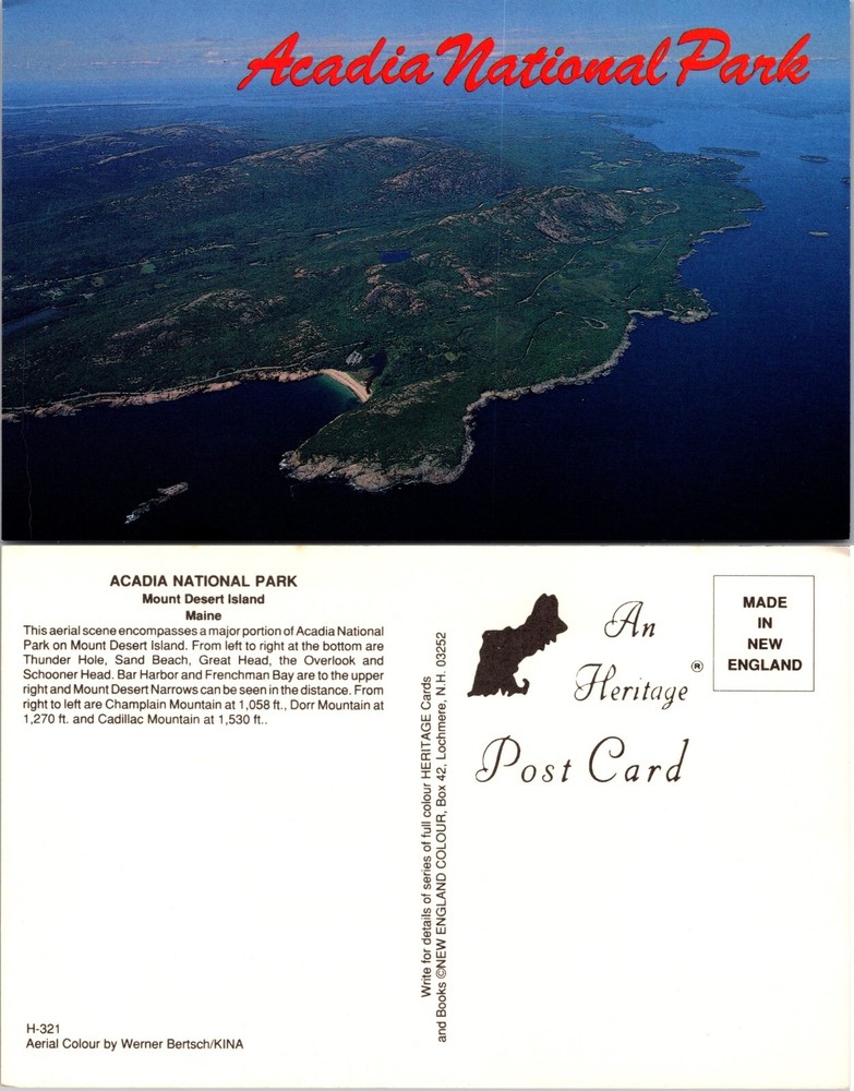 Acadia National Park Aerial View Mount Desert Island Maine ME Postcard-image