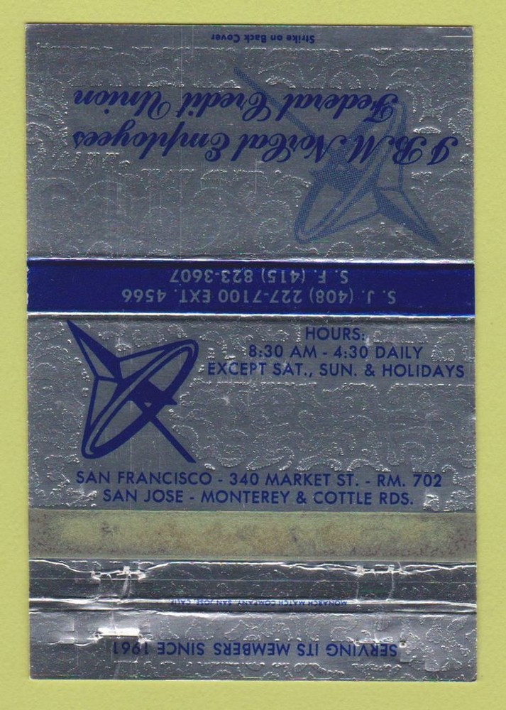 Matchbook Cover - IBM Norcal Employees Credit Union San Jose CA WEAR 40 Strike