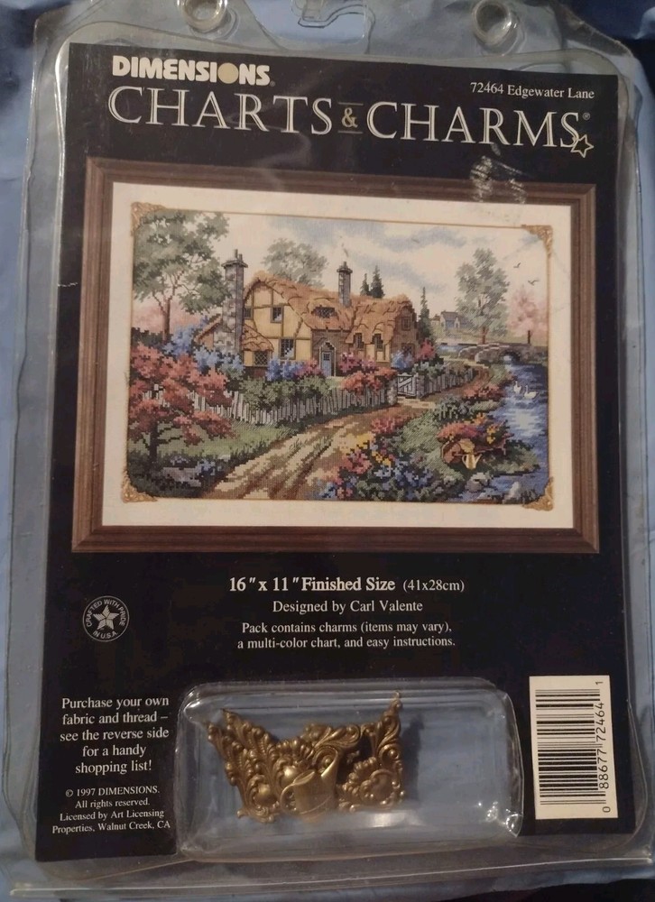 Sealed Dimensions Charts & Charms 72464 Edgewater Lane 16x11 Vintage 1997 Kit