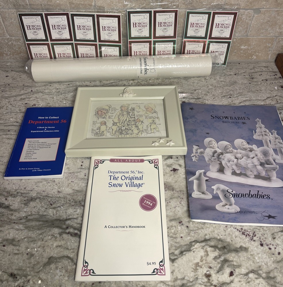 SnowBabies Dept 56 Friendship Club Collectibles Set with Frame & Books