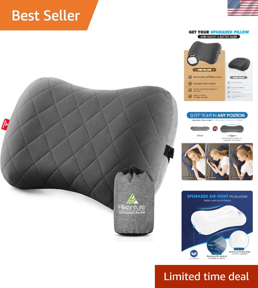 Compact Travel Pillow - Ergonomic Design with Removable Cover & Air Support