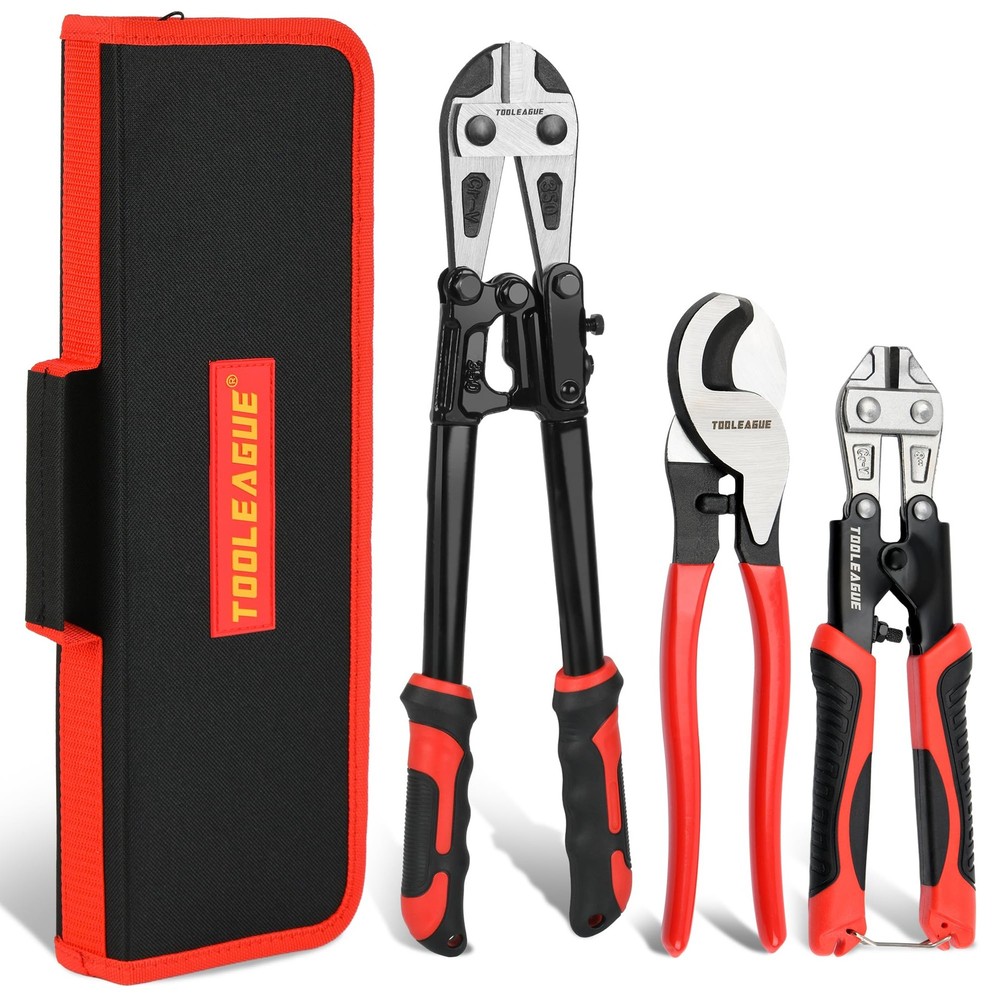 3Pcs Heavy Duty Bolt Cutter Set with 14-Inch Bolt Cutter and 10-Inch Wire Cable Cutter