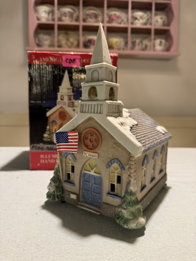 Vintage Christmas Village- Church- Americana Collectibles- Lighted- Porcelain