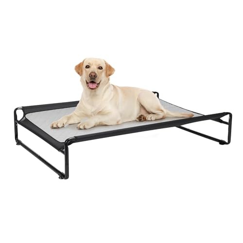 Waterproof Elevated Dog Bed 47x32 Inches Off-Ground Cooling Black