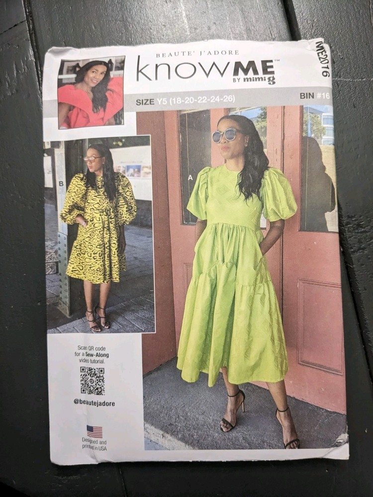 UNCUT Mimi G Know Me ME2016 Misses Dress (18-26) Easy Sewing Pattern