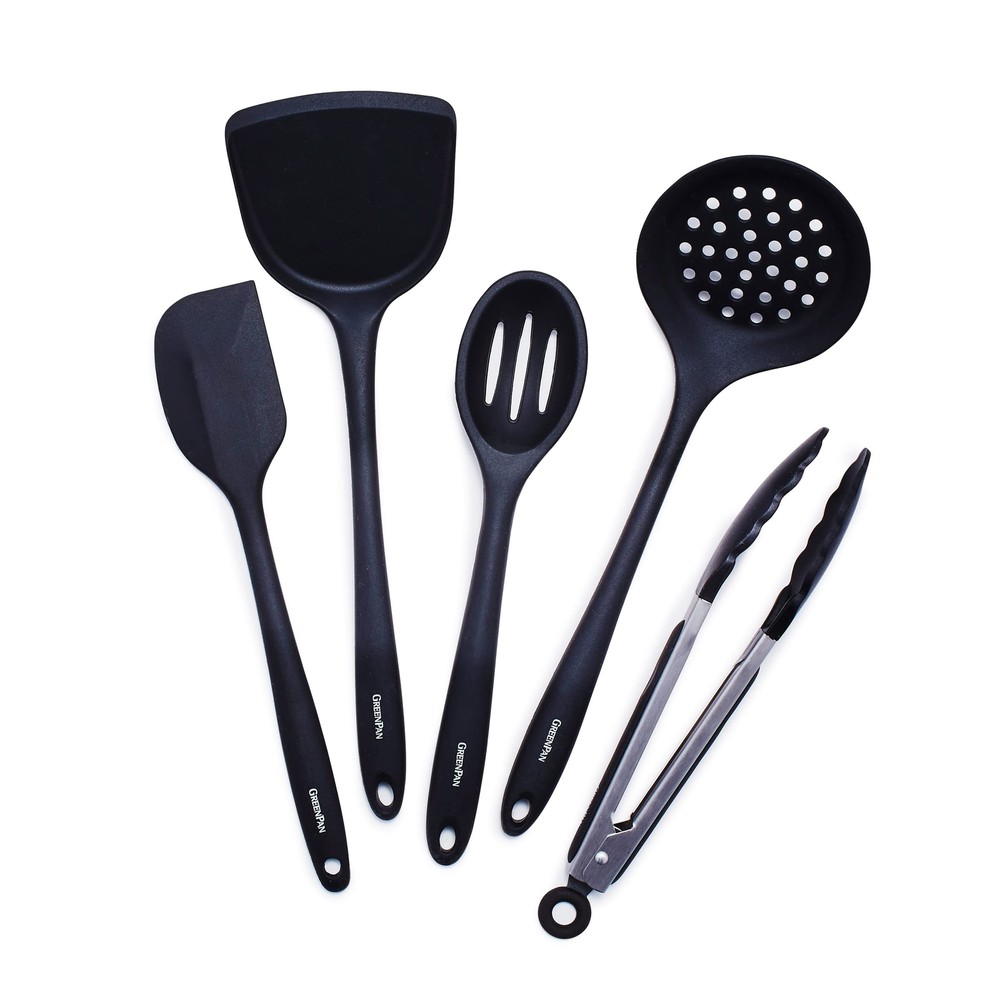 GreenPan 5 Piece Cooking Utensil Set, Flexible Nonstick Silicone, Stain-Free,...