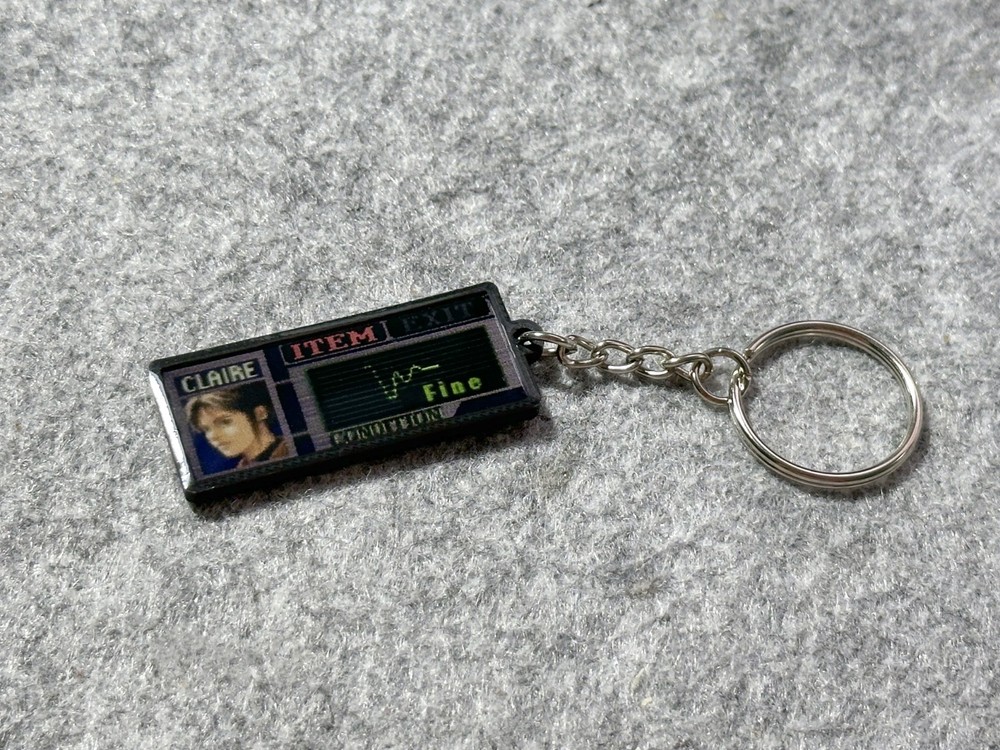 Resident Evil 2 Keychain PS1 Inspired Claire Fine Health Bar Gamer Gift Keyring