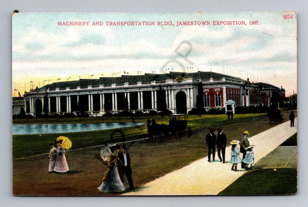 1907 Jamestown Exposition Machinery & Transportation Bldg Postcard