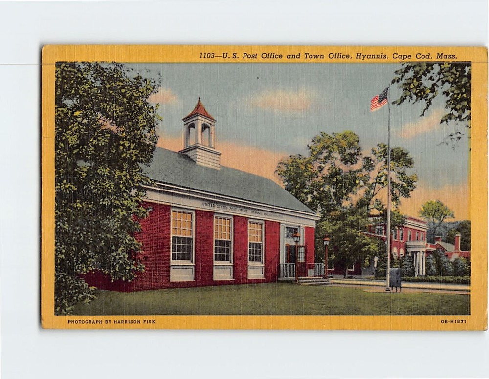Postcard Post Office & Town Office Hyannis Cape Cod Massachusetts USA