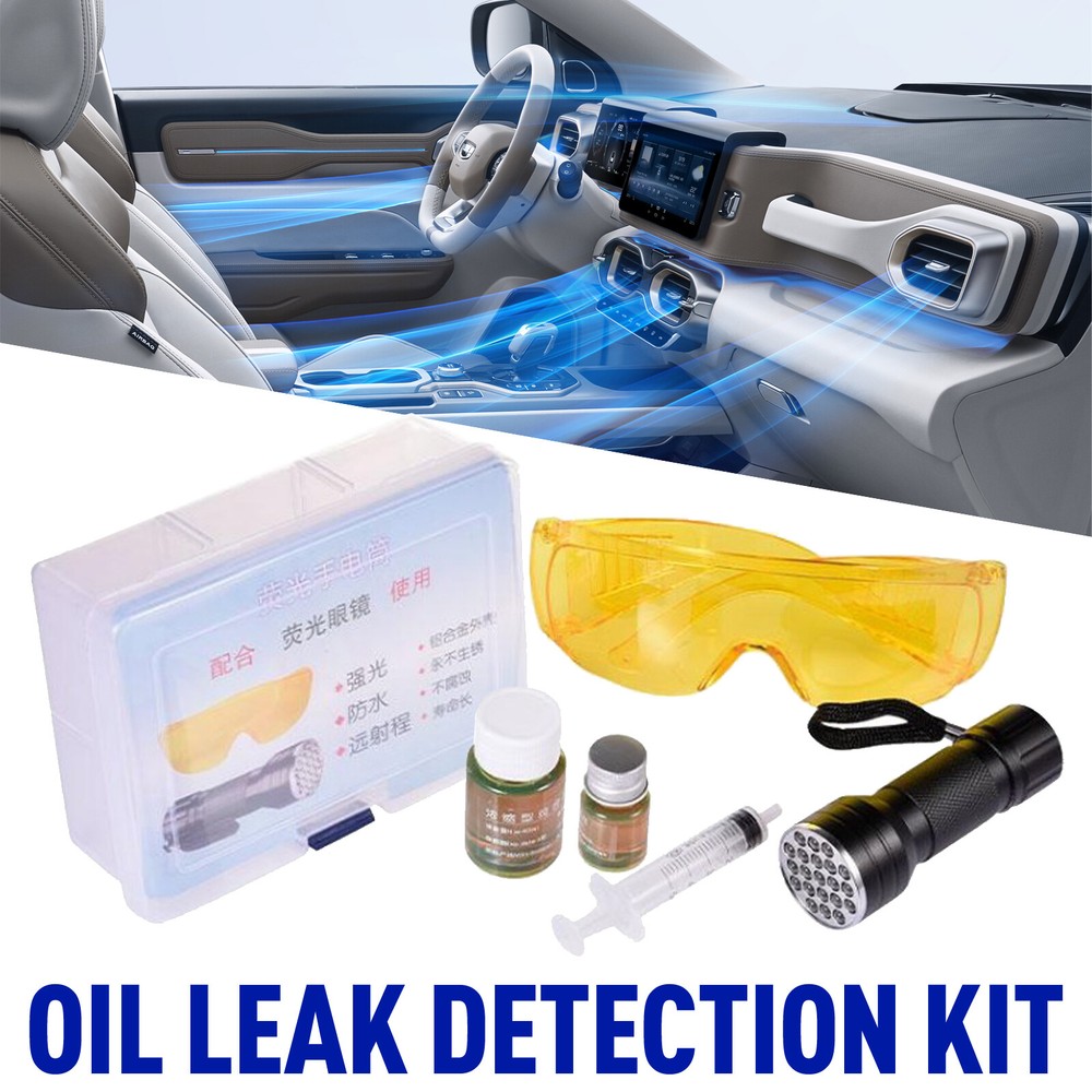UV Oil Leak Detection Kit for Automotive AC System with Dye and Flashlight-image