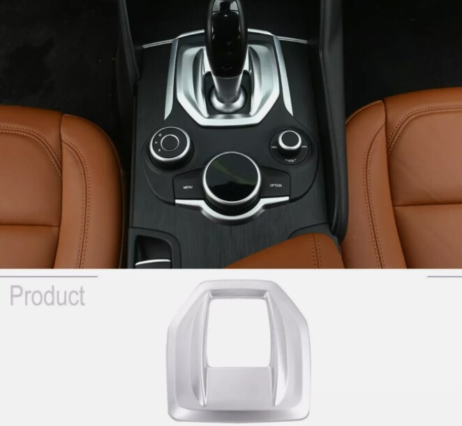 ABS Chrome Console Gear Shift Panel Cover Trim For Alfa Romeo Stelvio 2017-2019