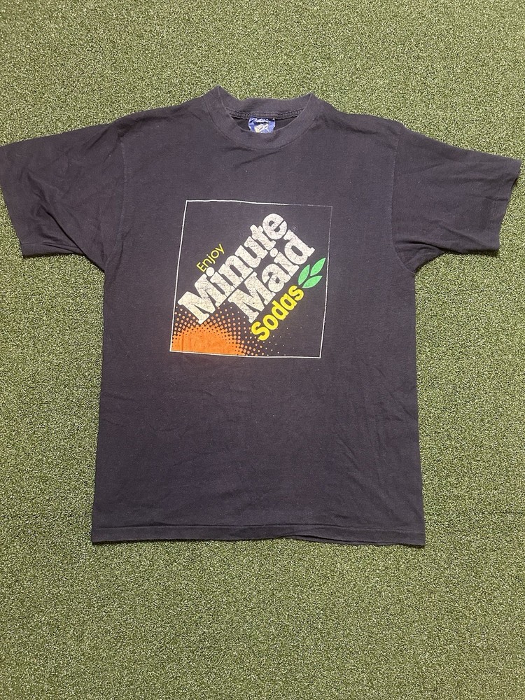 Vintage 80s Minute Maid Soda Black Single Stitch T-shirt Size XL Made In USA