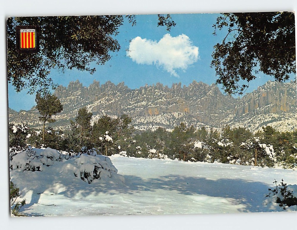 Postcard Montserrat Mountain Range in Catalonia Spain