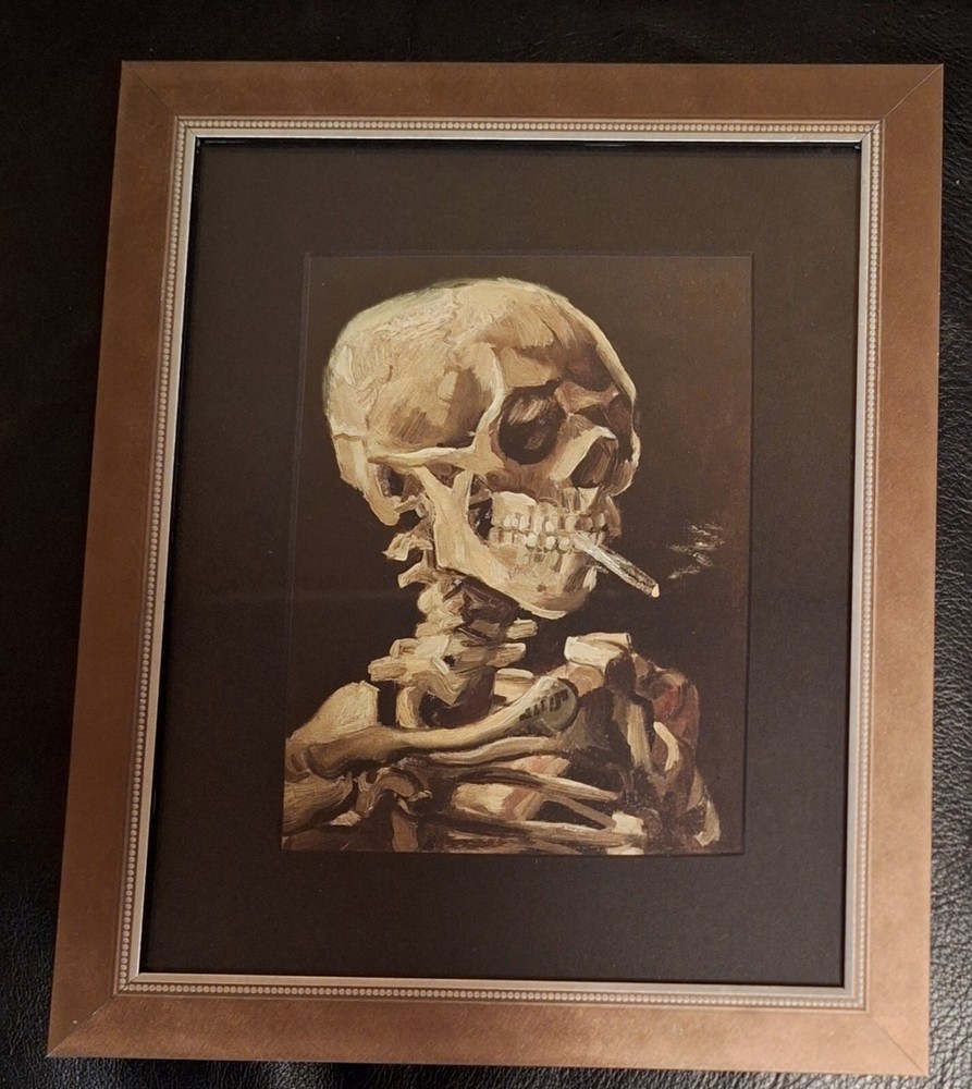 SKELETON with Burning Cigarette - Framed Art Print by Vincent Van Gogh