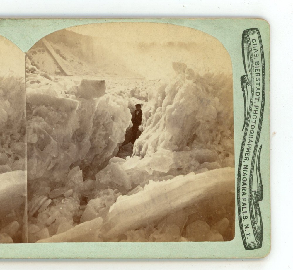 American Falls & Ice Bridge Winter Niagara Falls C. Bierstadt Stereoview
