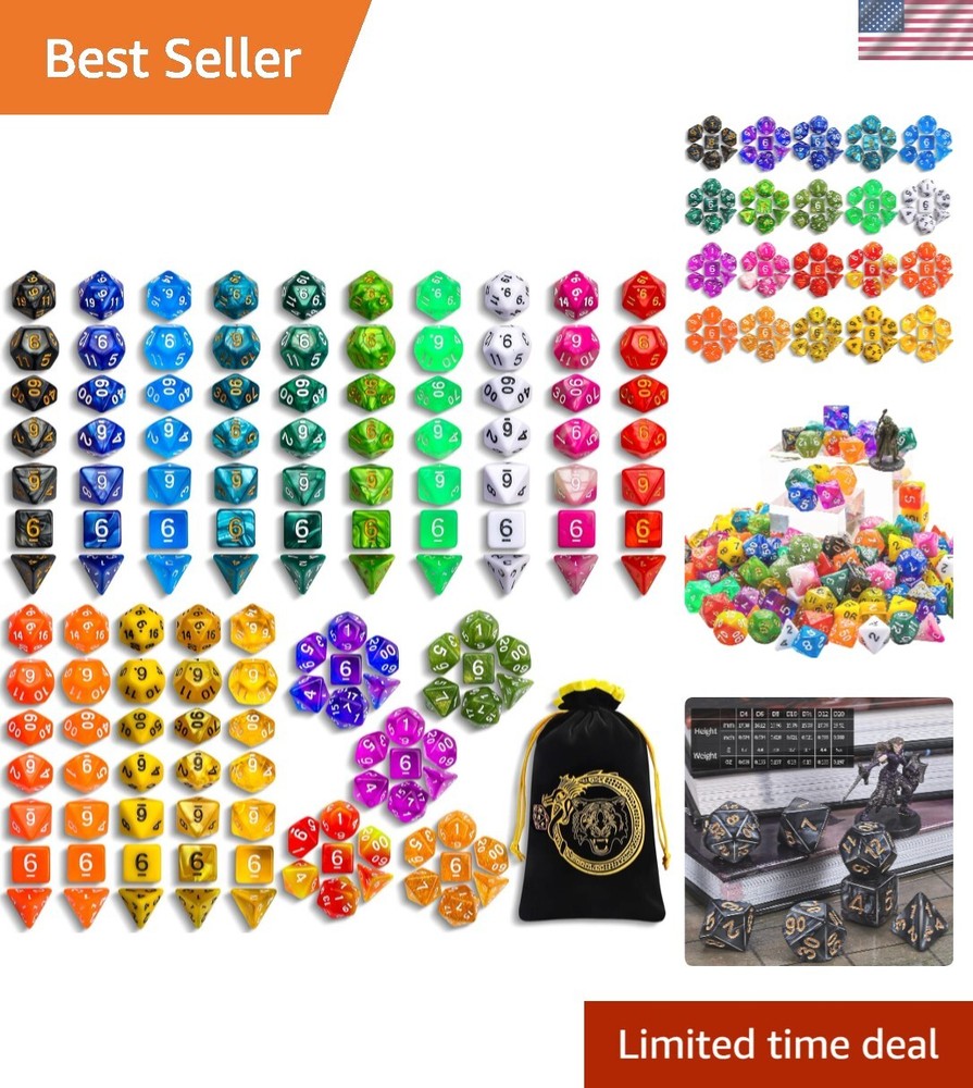 DND Dice Sets - 140pcs Polyhedral Dice with Large Drawstring Bag for RPG