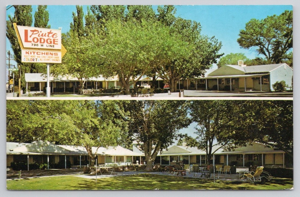 Piute Lodge Bishop California CA Vintage Chrome Postcard Motel 1960s