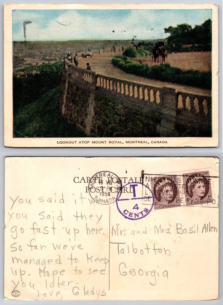 Lookout Atop Mount Royal Montreal Canada Postcard