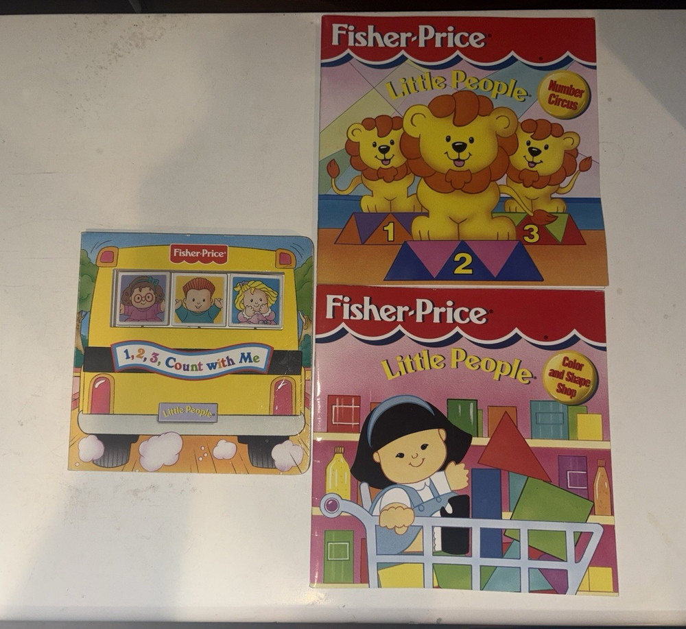 Lot of 3 Fisher-Price Books - 2 Little People and 1,2,3, Count with Me