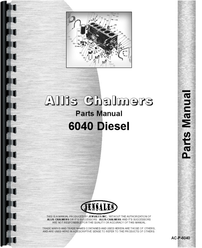 Allis Chalmers 6040 Tractor Parts Manual AC-P-6040 Repair Guide