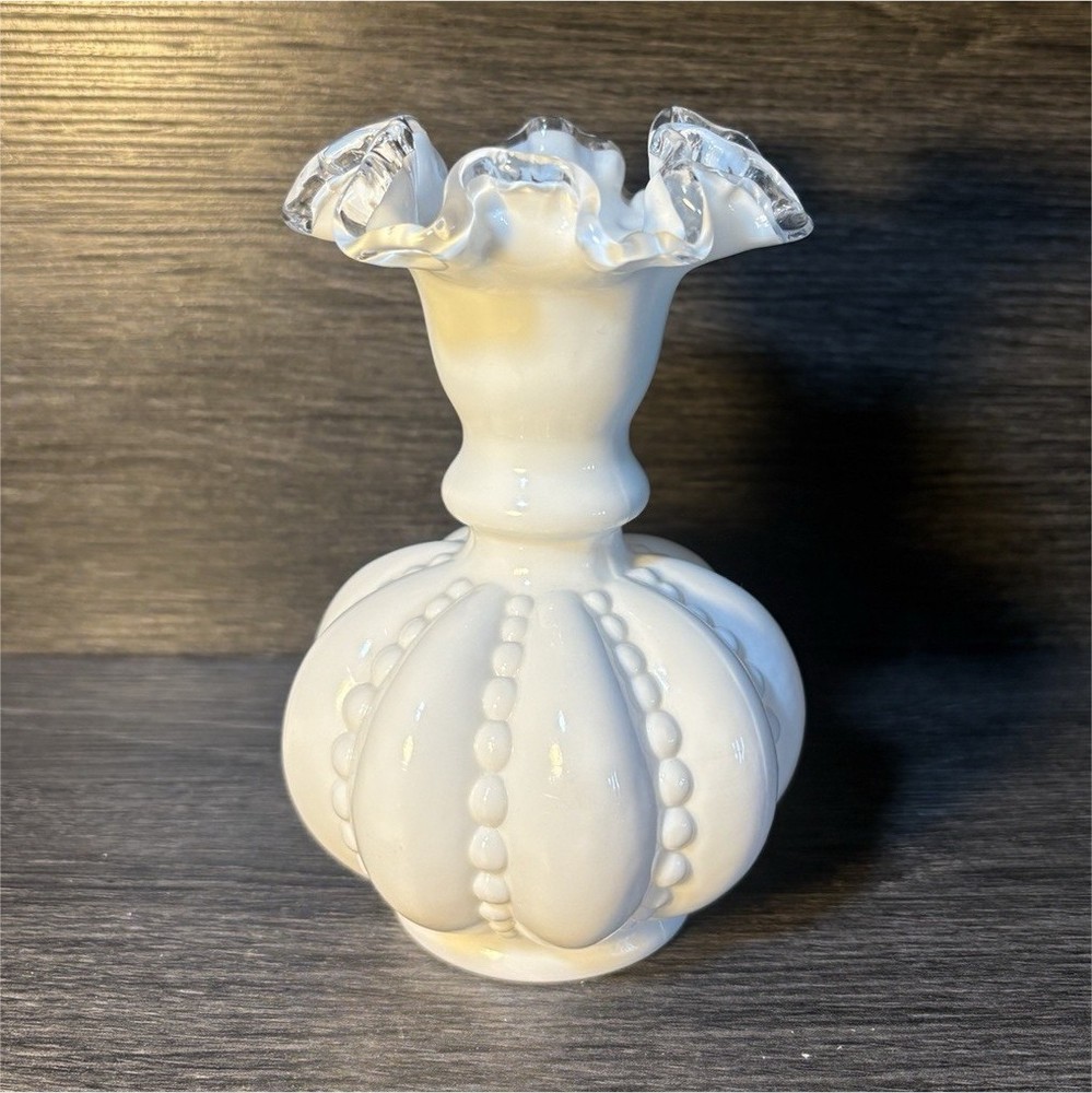 Vintage Fenton milk glass vase