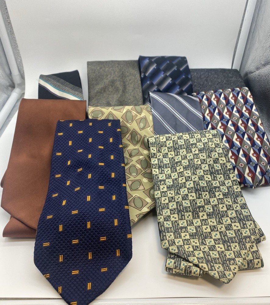 Aston Kolte Gloria Vanderbilt Men's Silk Ties Lot 9 Multicolor Geometric Stripe…