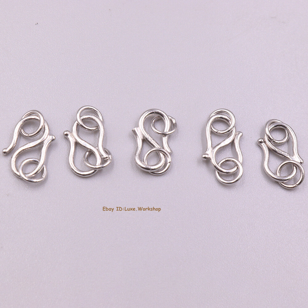 5pcs Real 925 Sterling Silver 11*7mm S Shape Clasp DIY Chain Bracelet Connector