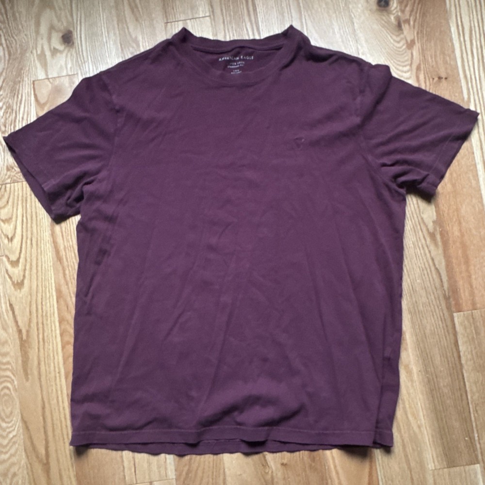 American Eagle Super Soft Standard Fit Purple Cotton Logo Men's L T-Shirt
