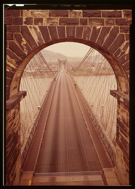Wheeling West Virginia 1970s Suspension Bridge Ohio River U.S. Route 40