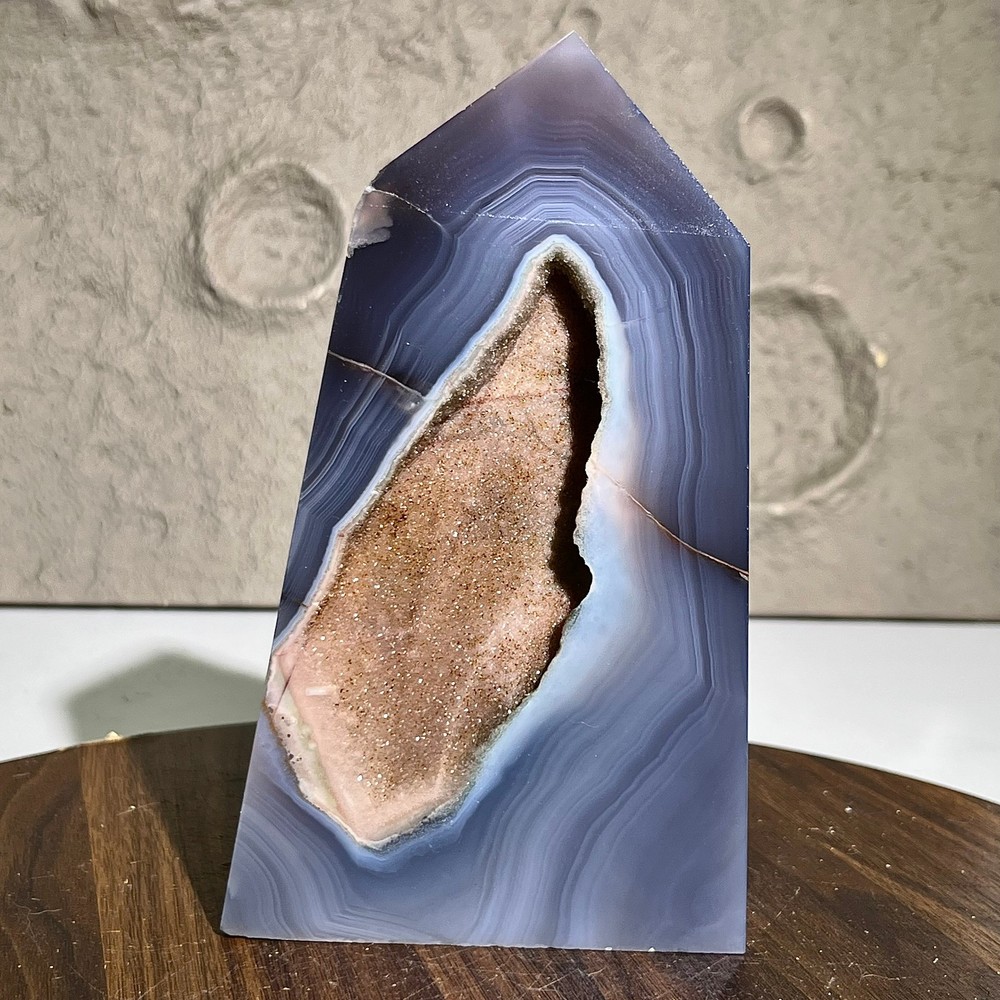 Polished Crystal Agate Tower - Quartz Point Slice Specimen - 614G