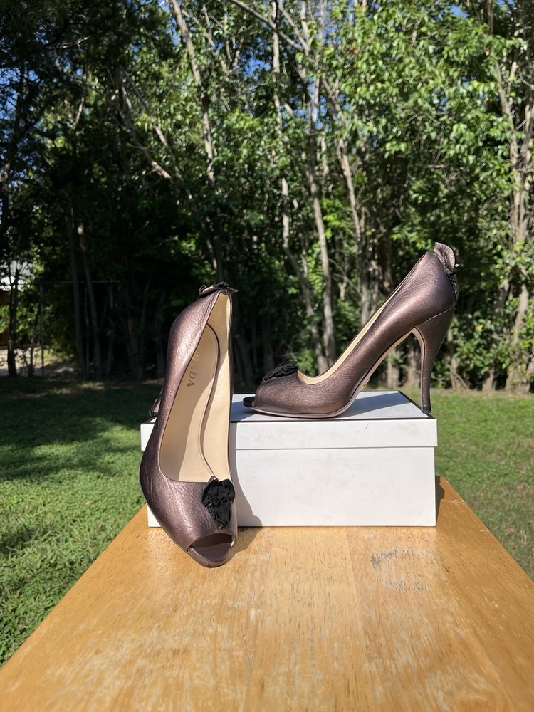 Prada Milano Calzature Donna Peep Toe Heels Sz 38.5 Art 1K506A
