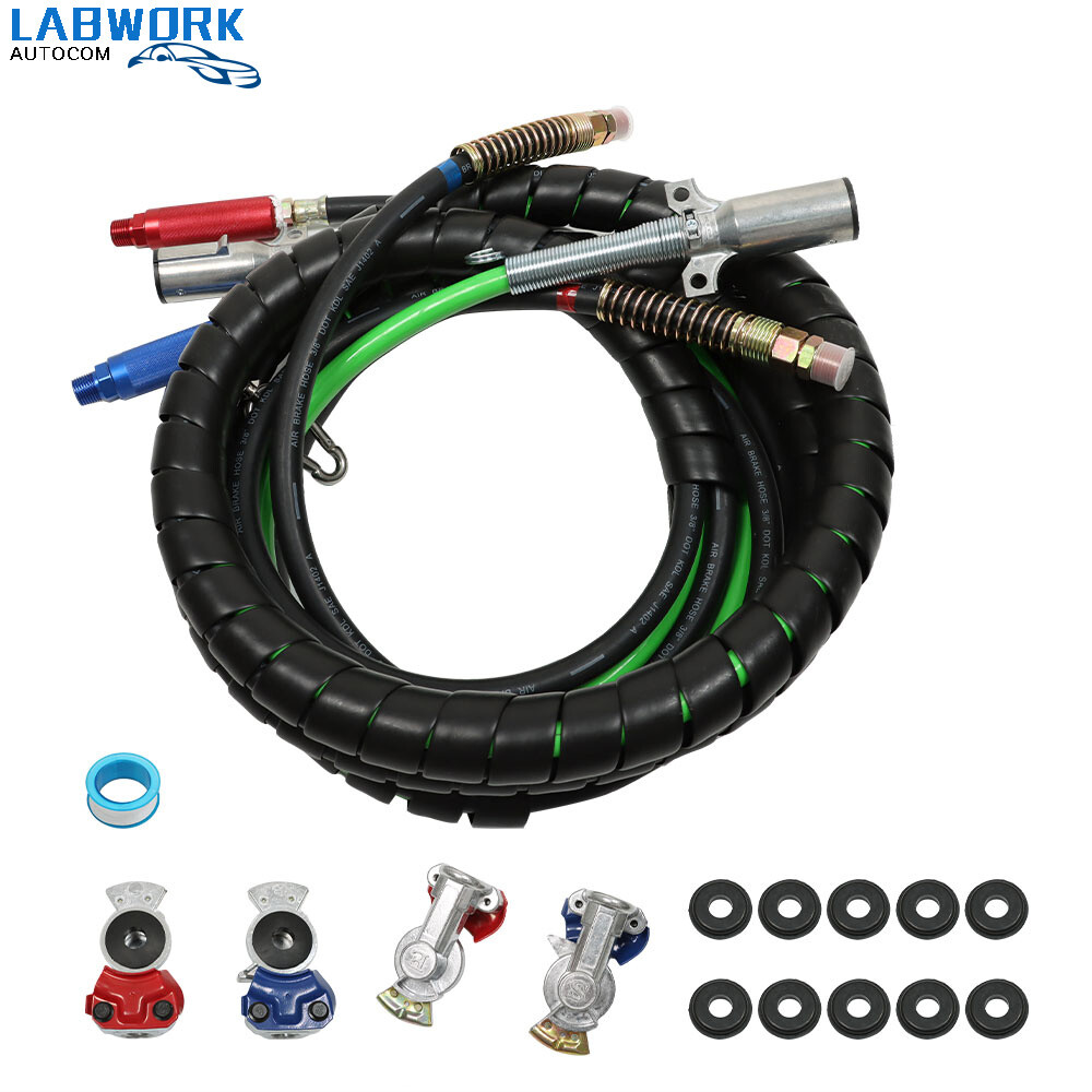 3-in-1 ABS Electrical Cables Rubber Air Line Kit 15FT Semi Truck-image