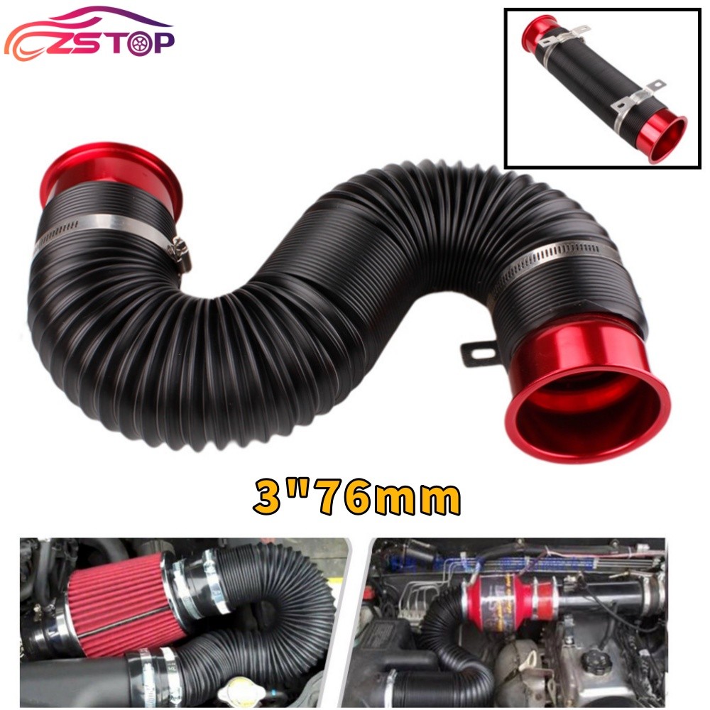 3'' Universal Flexible Car Cold Air Intake Hose Filter Pipe Telescopic Tube Kit