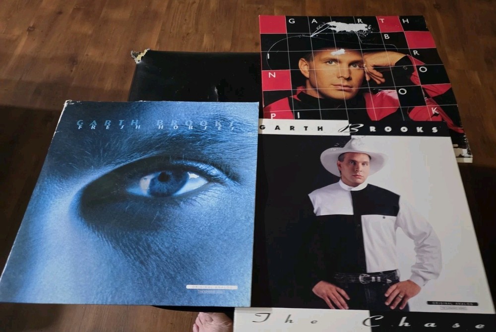 Garth Brooks 3 LP LOT- Chase, Fresh Horses, In Pieces Vinyl Original ANALOG