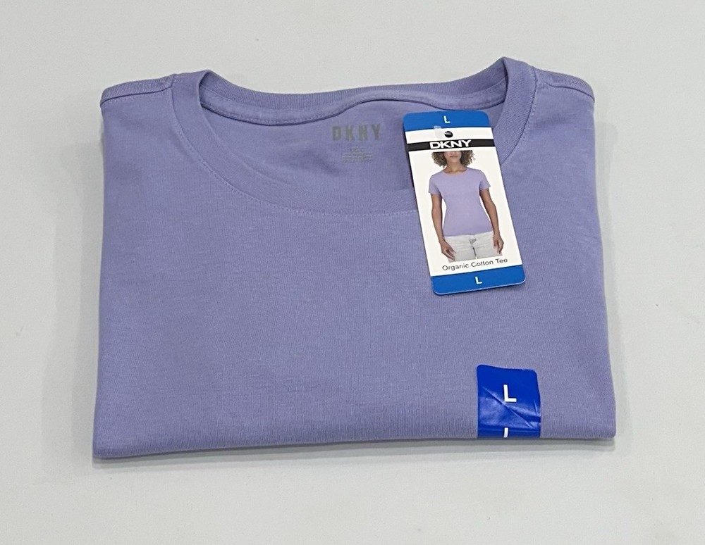 DKNY Women's Cotton Crew Neck Short Sleeve T-Shirt, Purple, Size L