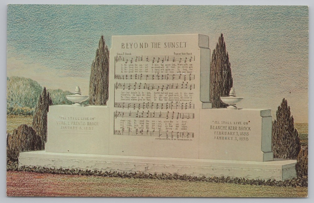 State View~Beyond the Sunset Memorial Winona Lake Indiana~Vintage Postcard