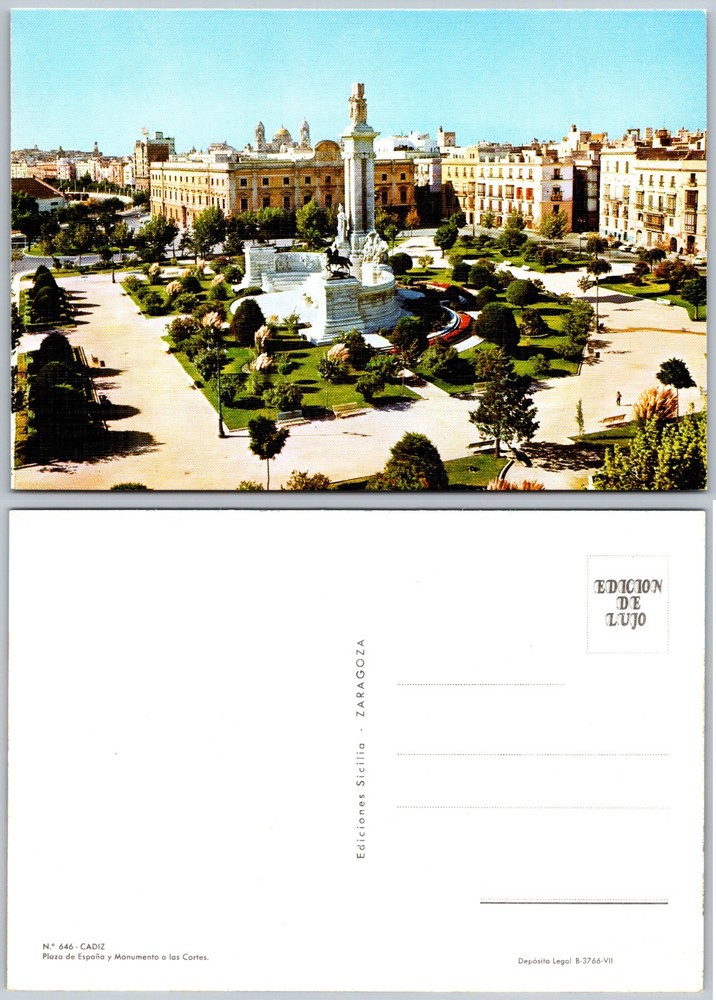 Continental Cadiz Plaza De Espana Postcard