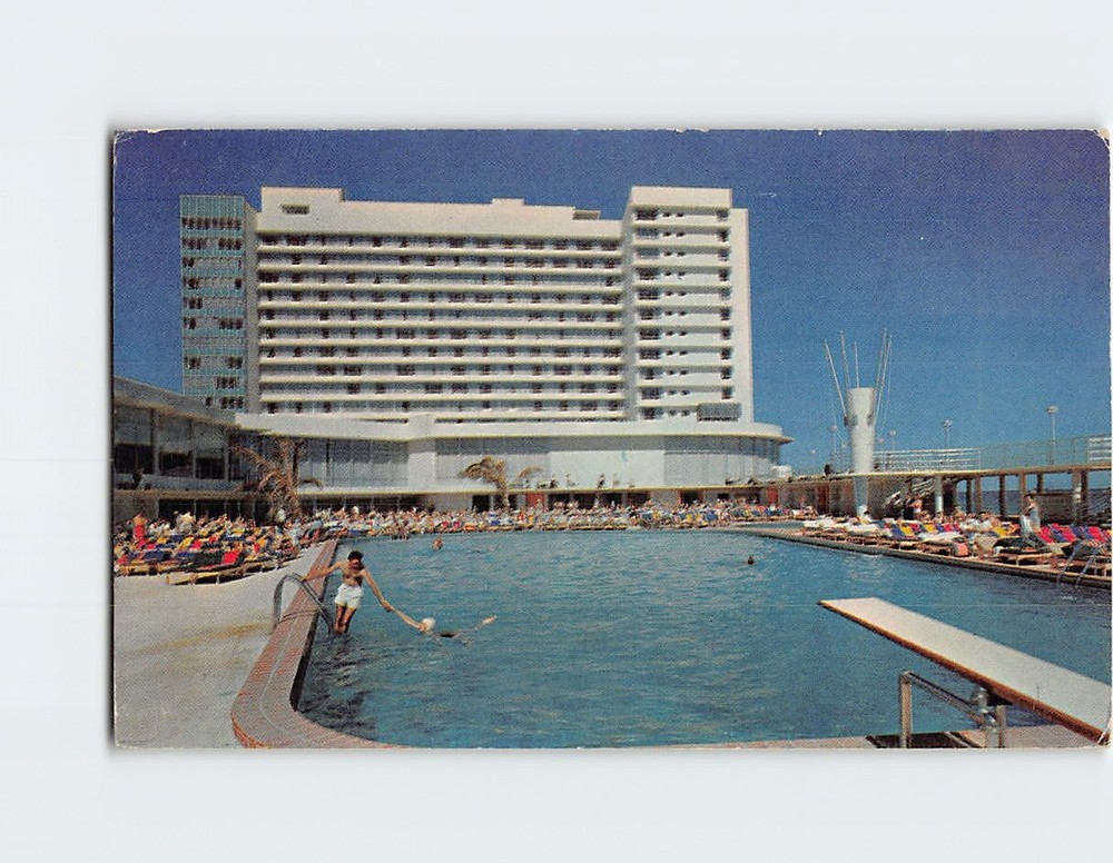 Postcard Pool View Deauville Hotel Miami Beach Florida USA