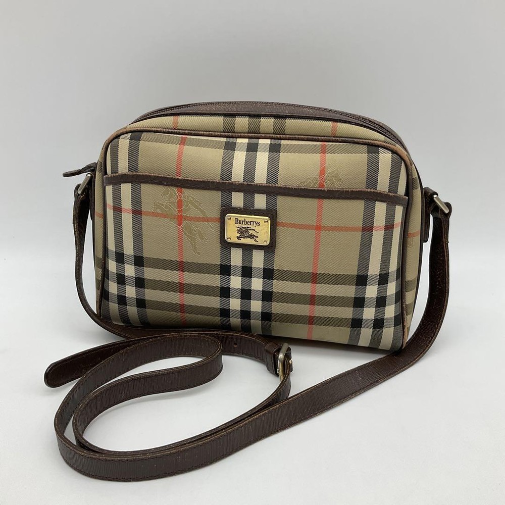 Burberry Shoulder Bag Nova Check Canvas Beige Authentic F07301592