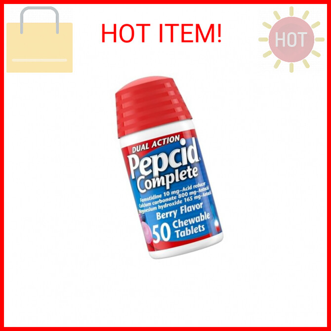 Pepcid Complete Acid Reducer + Antacid Chewable Tablets, Heartburn Relief, Berry-image