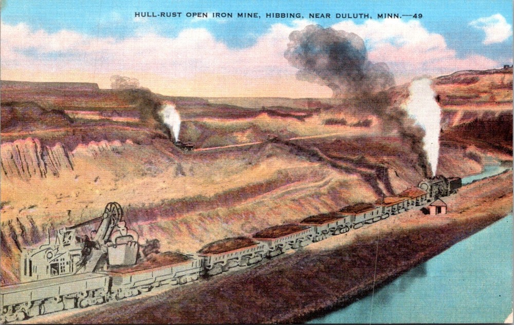 Hibbing Minnesota Hull Rust  Open Pit Iron Ore Mine Vintage Postcard       26668